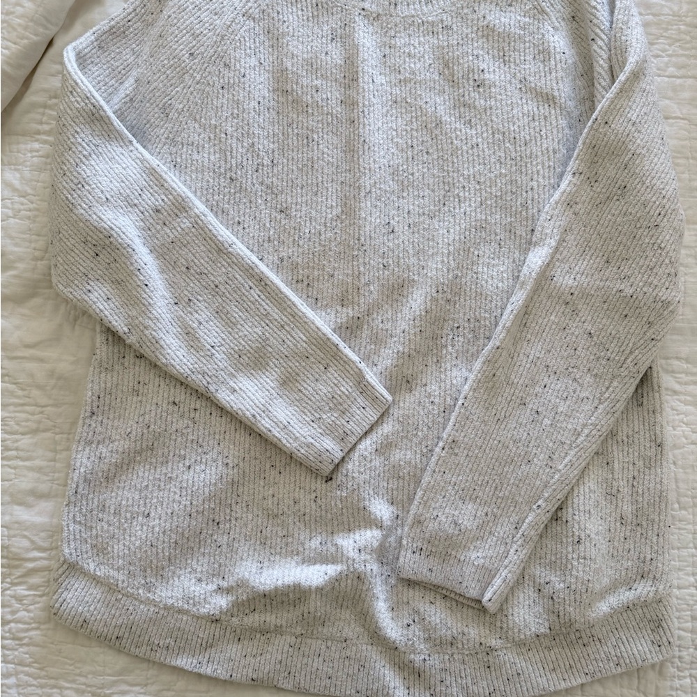 LOFT White Speckled Crew Neck Sweater